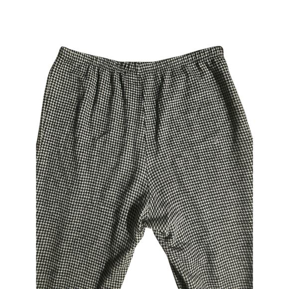 Women XL Bryn Walker Pull-On Houndstooth Print Wool Blend Pants Black White - Picture 5 of 8